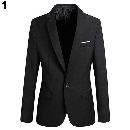 Men's Fashion Slim Fit Formal One Button Suit Blazer