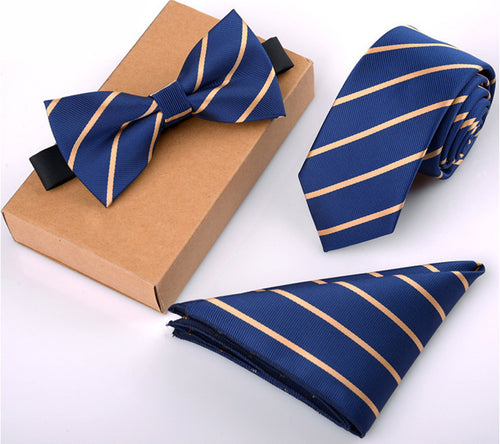 Necktie, Pocket Square Towel & Bow Tie Set