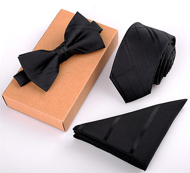 Necktie, Pocket Square Towel & Bow Tie Set